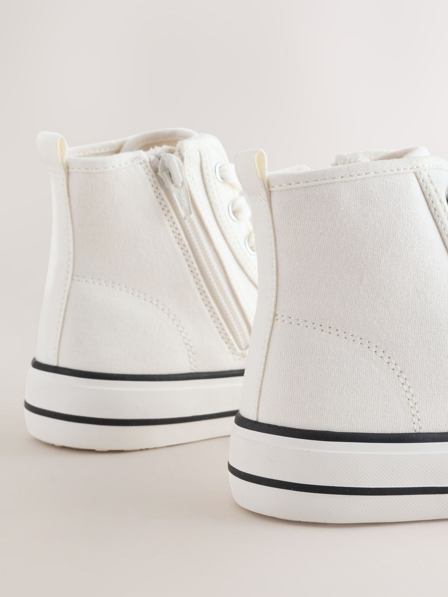 White Canvas Standard Fit (F) Lace Up High Top Trainers image 5