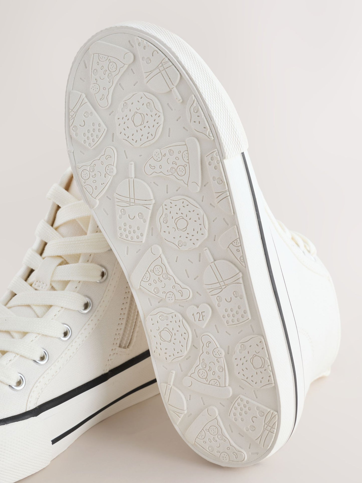 White Canvas Standard Fit (F) Lace Up High Top Trainers image 6