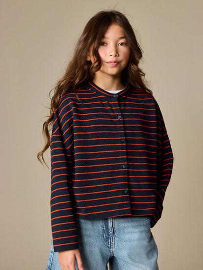 Dsiney Kidz - Navy/Red Textured Striped Cardigan (3-16yrs) image 1