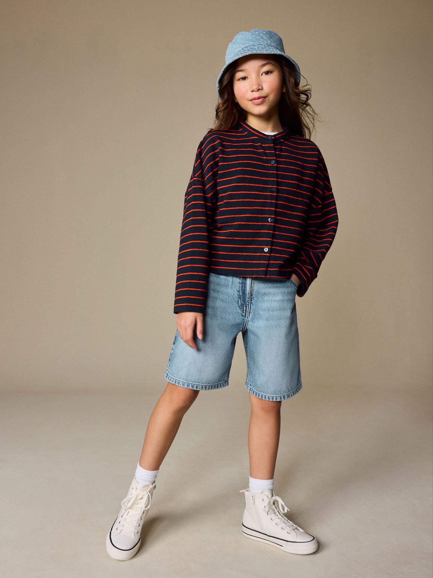 Dsiney Kidz - Navy/Red Textured Striped Cardigan (3-16yrs) image 2