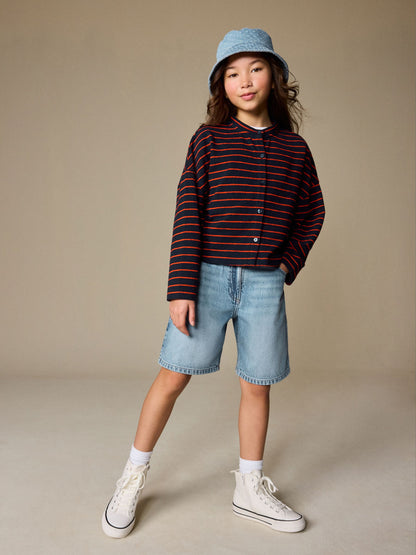 Dsiney Kidz - Navy/Red Textured Striped Cardigan (3-16yrs) image 2