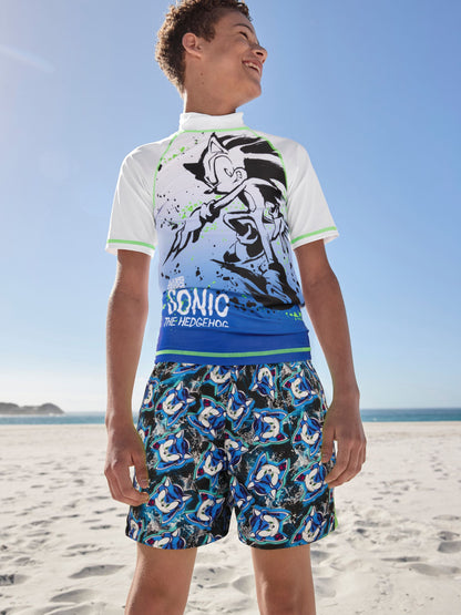 Dsiney Kidz - White/Blue Sonic Rash Vest (3-16yrs) image 1