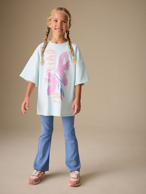 Dsiney Kidz - Blue Graphic T-Shirt and Kick Flare Set (3-16yrs) image 1