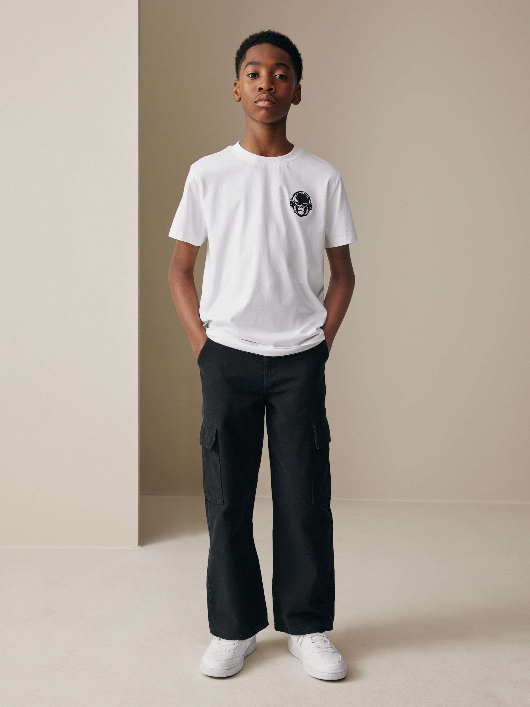 Dsiney Kidz - Black Woven Twill Cargo Trousers (3-16yrs) image 2