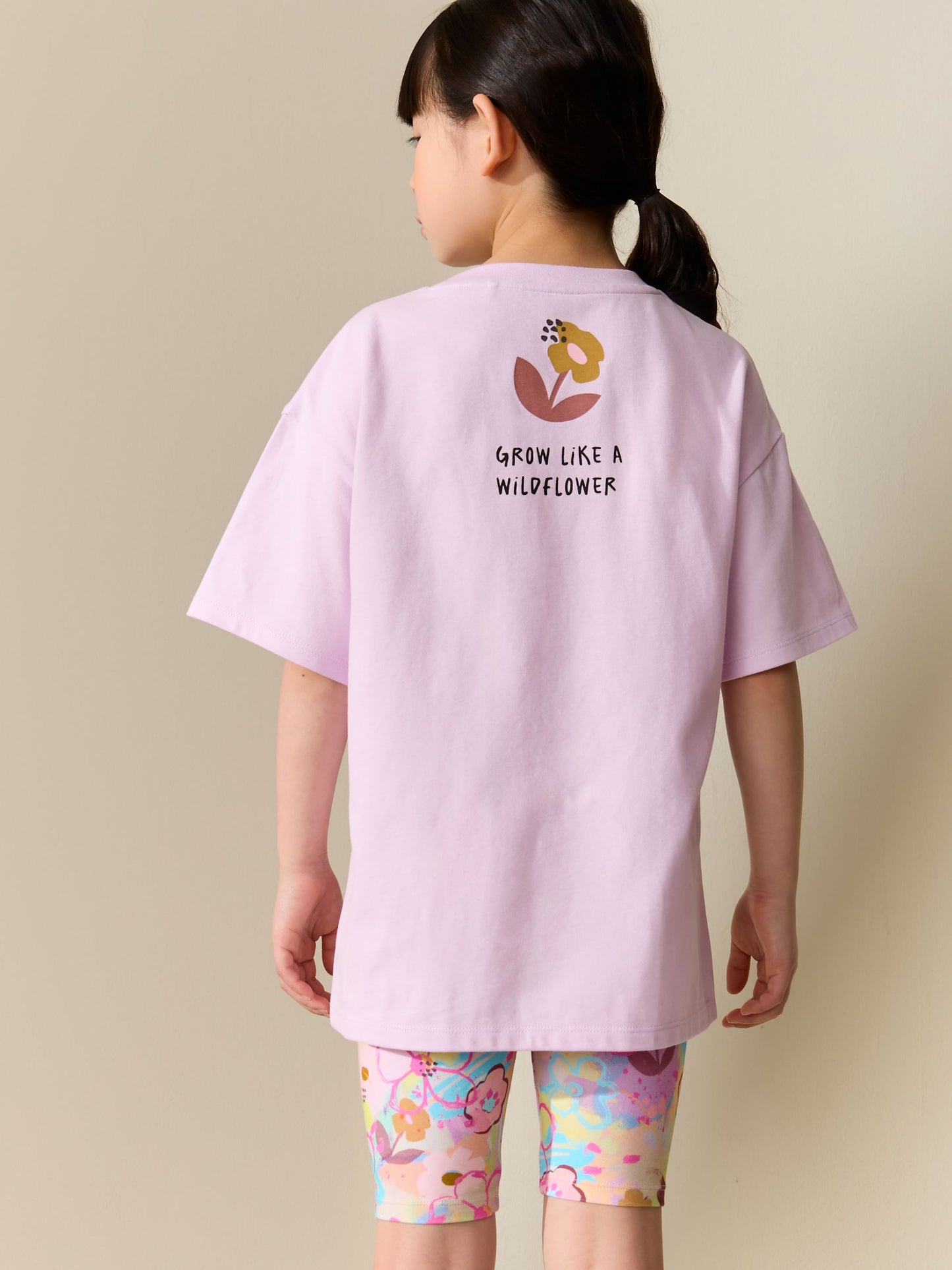 Lilac Purple Floral T-Shirt and Cycle Shorts Set (3-16yrs) image 5