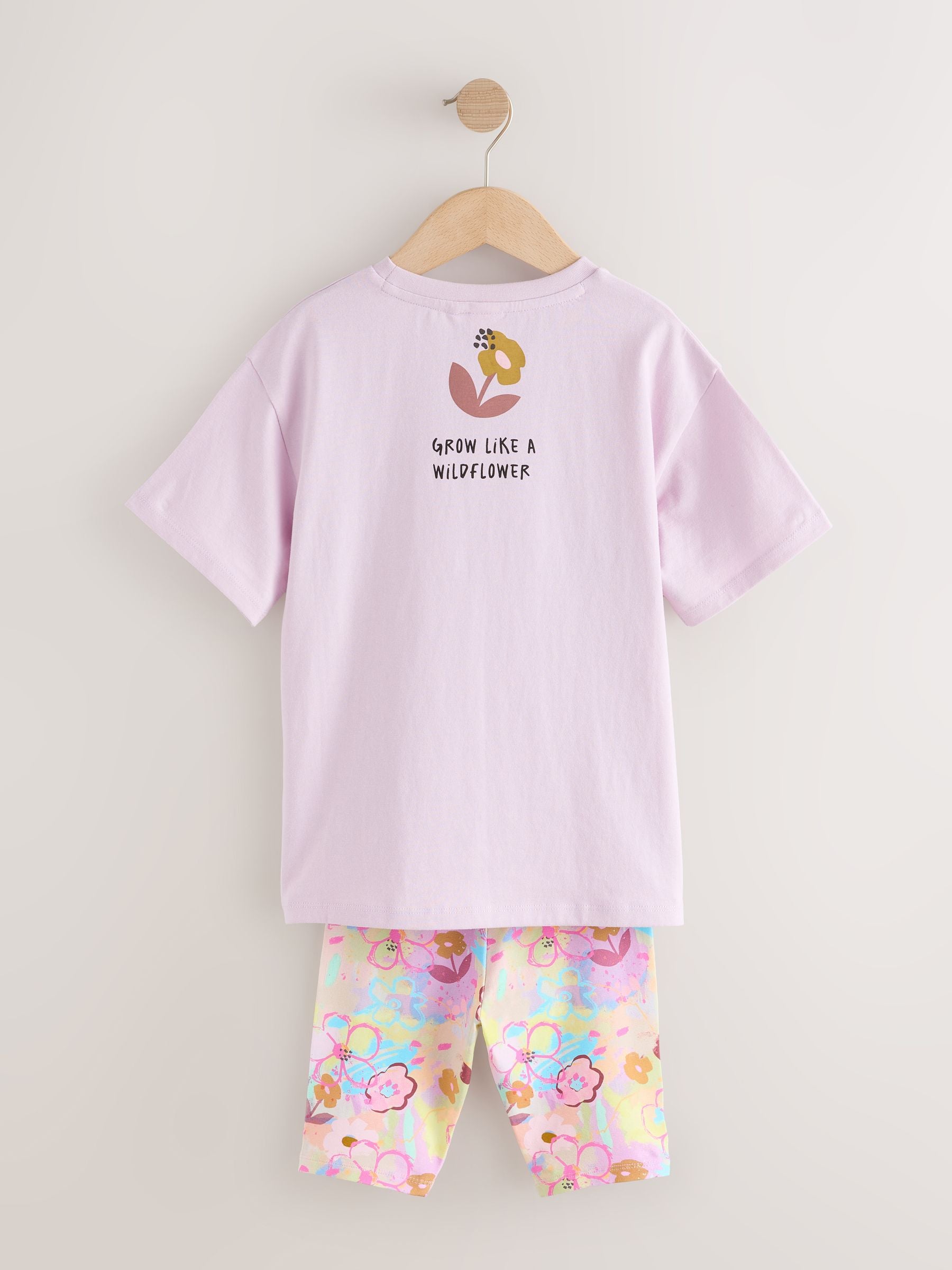 Lilac Purple Floral T-Shirt and Cycle Shorts Set (3-16yrs) image 7