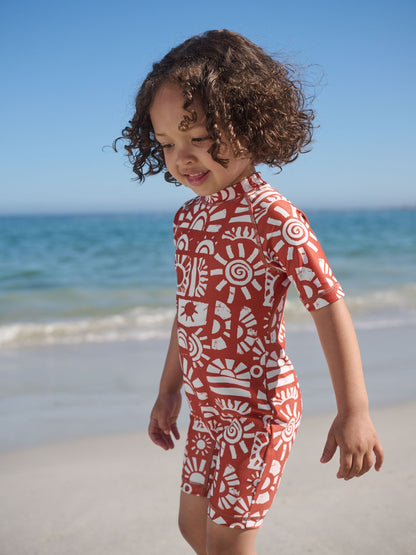 Brown Aztec Sunsafe All-In-One Swimsuit (3mths-7yrs) image 1