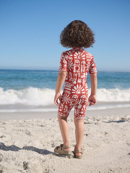 Brown Aztec Sunsafe All-In-One Swimsuit (3mths-7yrs) image 2