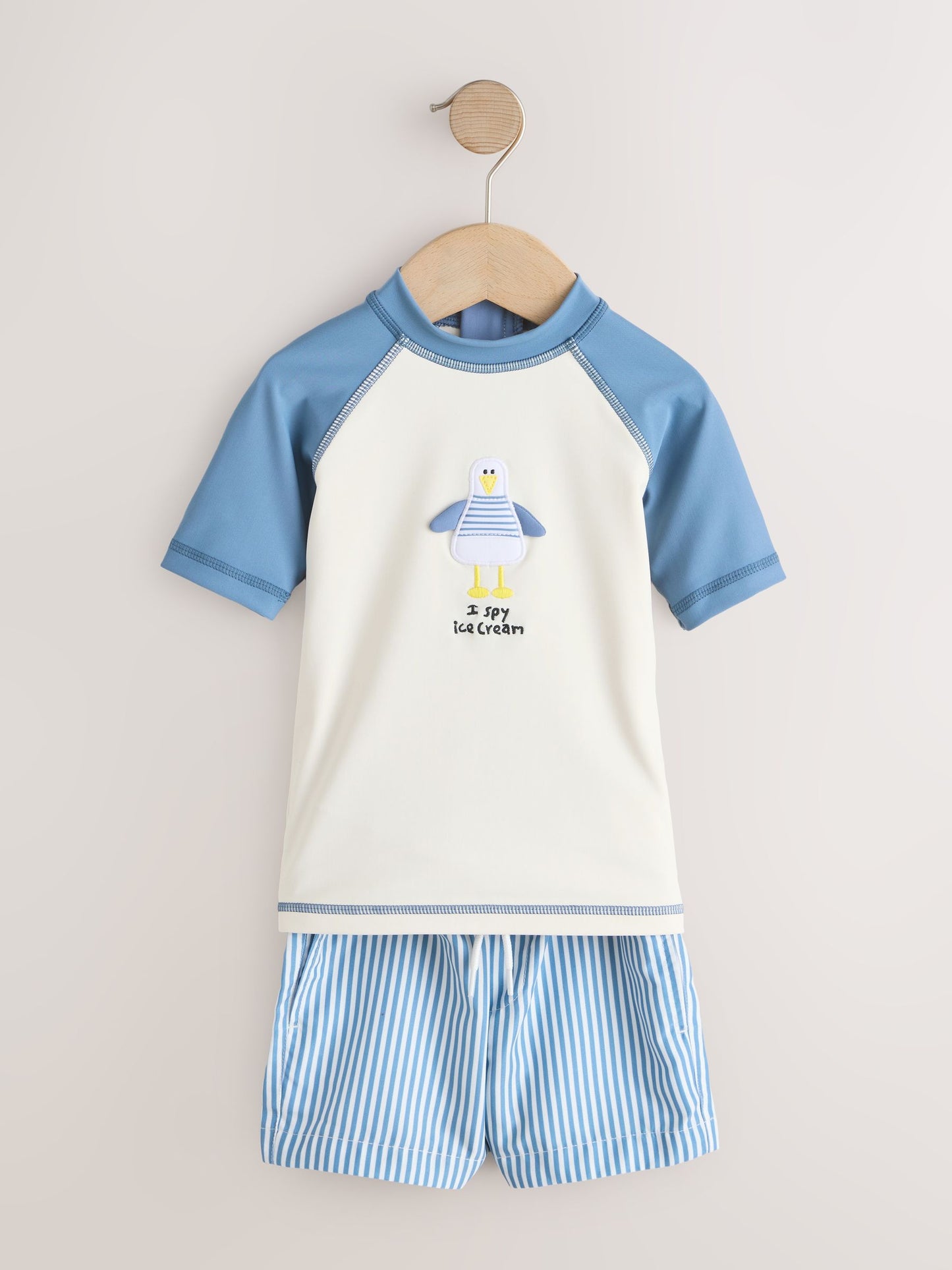 Blue/Ecru Seagull Short Sleeve Sunsafe Rash Vest and Swim Shorts Set (3mths-7yrs) image 5