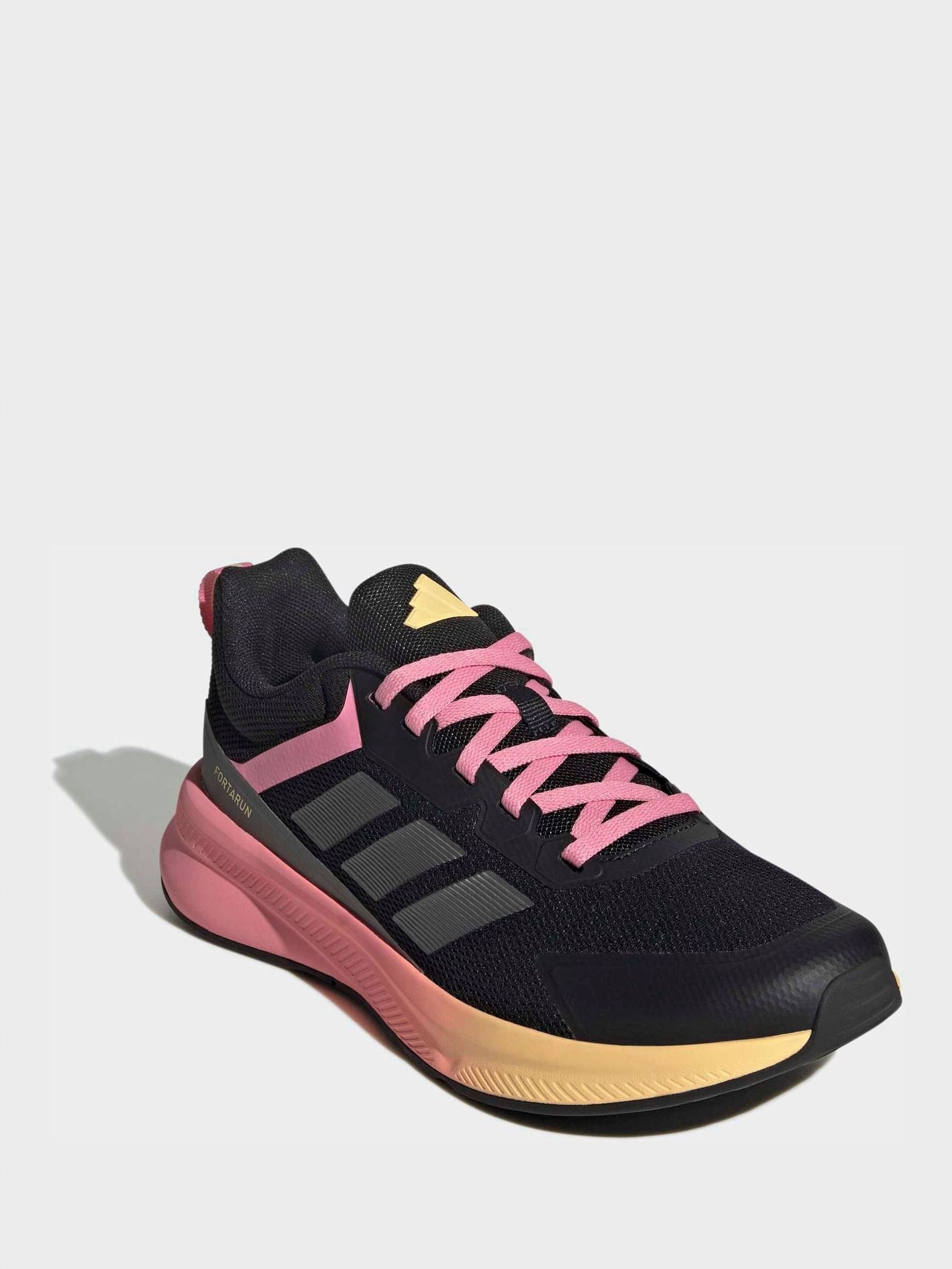 adidas Black/Pink Fortarun 4.0 Lace Junior Trainers image 3