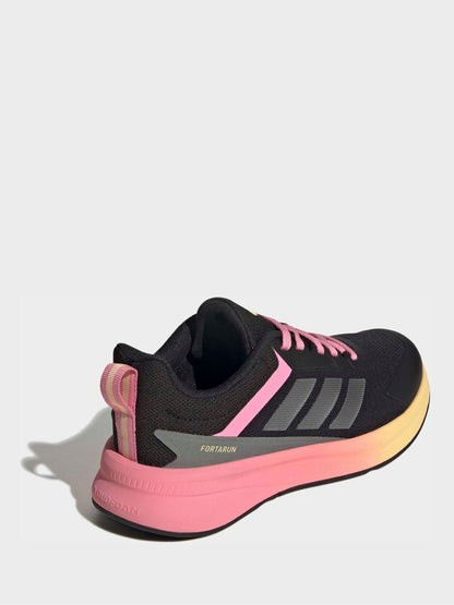 adidas Black/Pink Fortarun 4.0 Lace Junior Trainers image 4