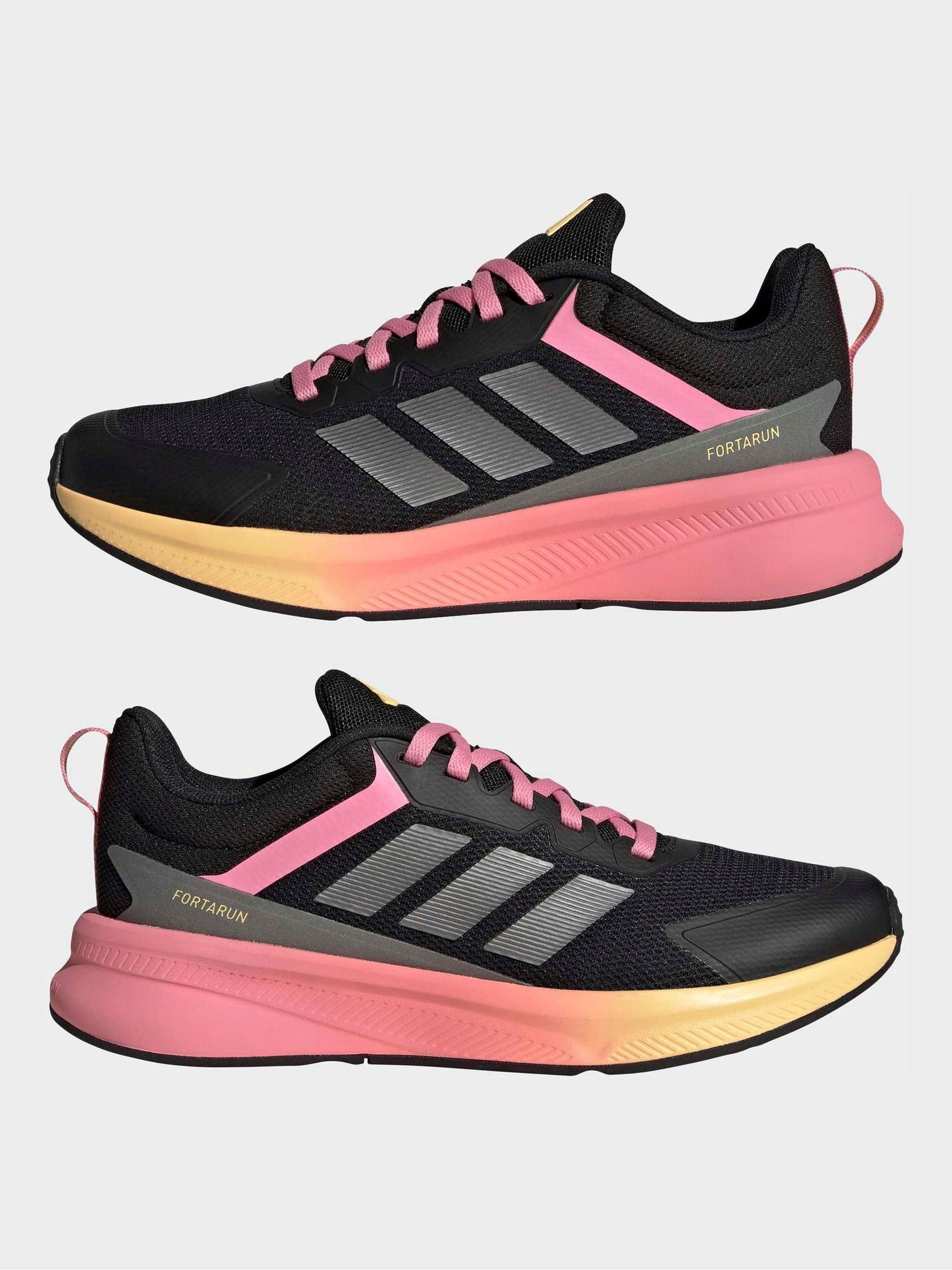 adidas Black/Pink Fortarun 4.0 Lace Junior Trainers image 5