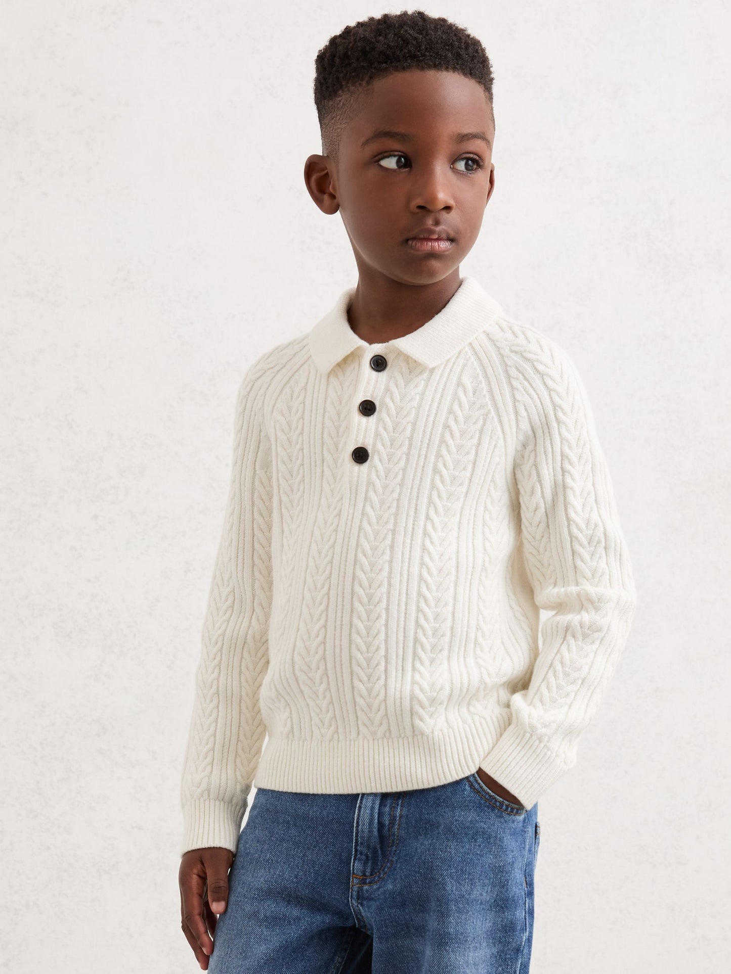 Dsiney Kidz - Reiss Off White Evesham 9-13 yrs Cable-Knit Jumper With Wool image 1