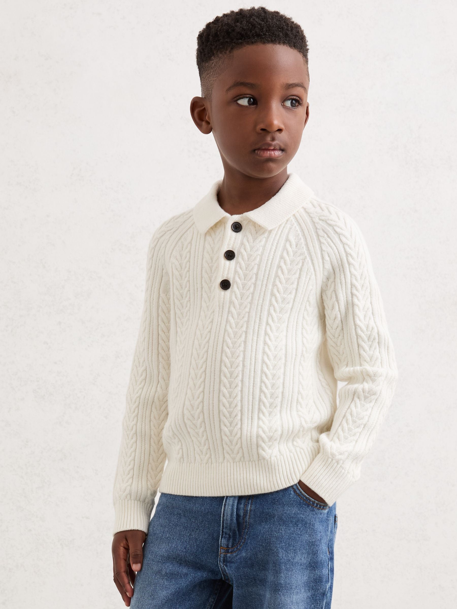 Dsiney Kidz - Reiss Off White Evesham 9-13 yrs Cable-Knit Jumper With Wool image 1