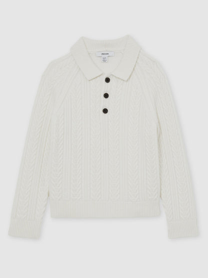 Dsiney Kidz - Reiss Off White Evesham 9-13 yrs Cable-Knit Jumper With Wool image 2