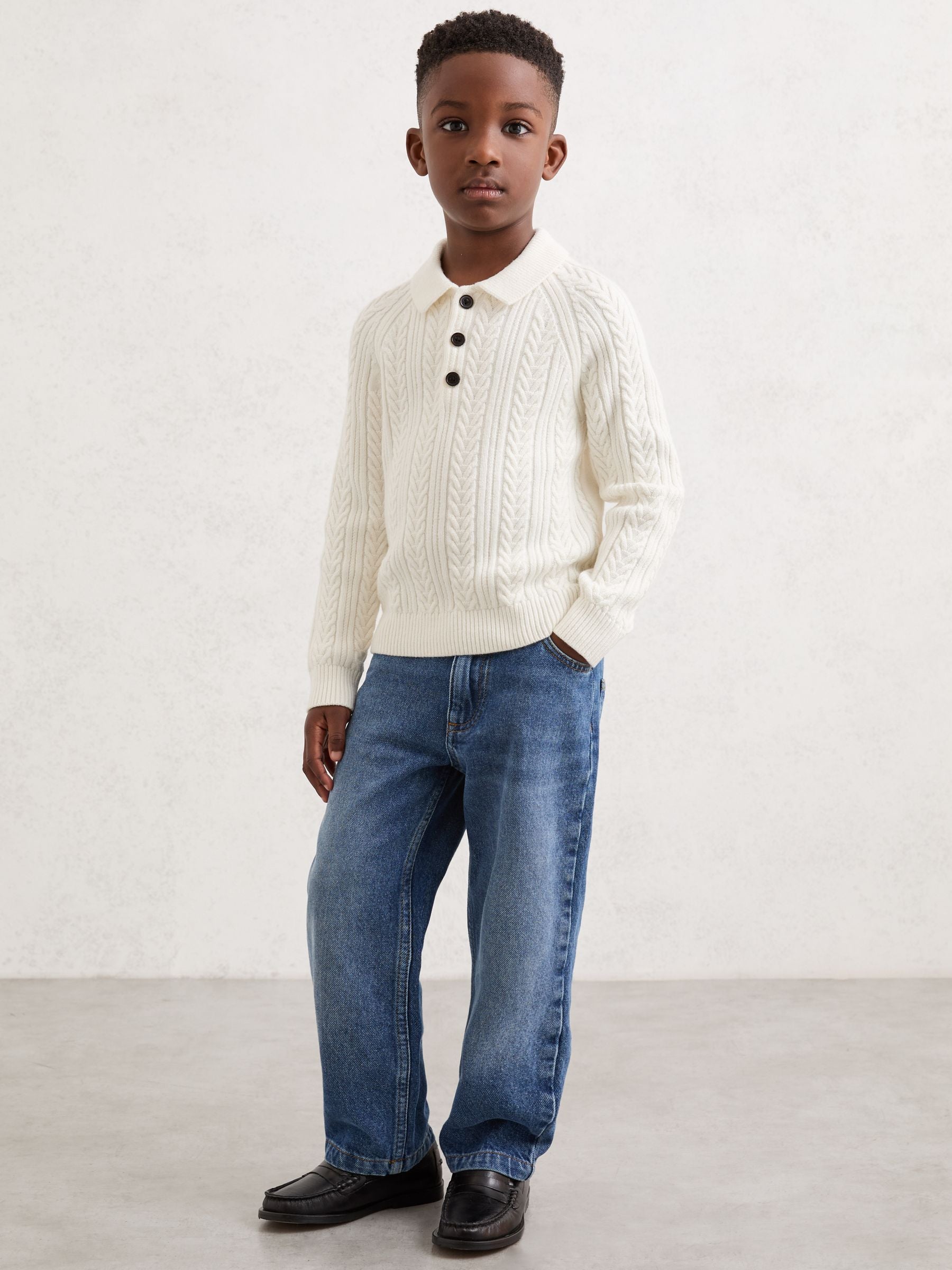 Dsiney Kidz - Reiss Off White Evesham 9-13 yrs Cable-Knit Jumper With Wool image 3