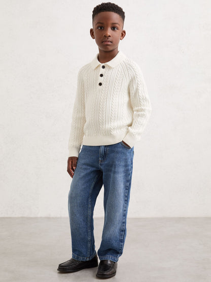 Dsiney Kidz - Reiss Off White Evesham 9-13 yrs Cable-Knit Jumper With Wool image 3