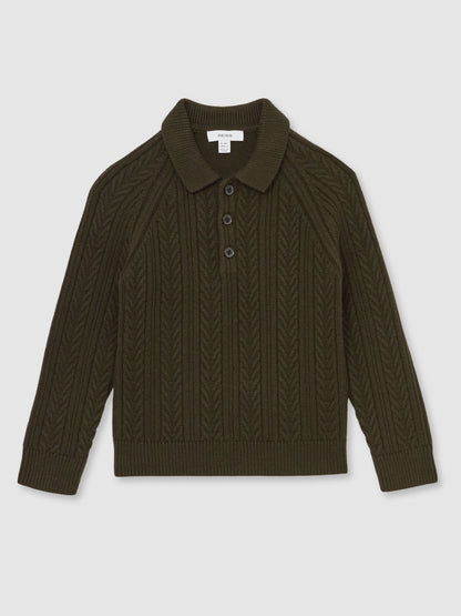 Dsiney Kidz - Reiss Dark Green Evesham 9-13 yrs Cable-Knit Jumper With Wool image 2