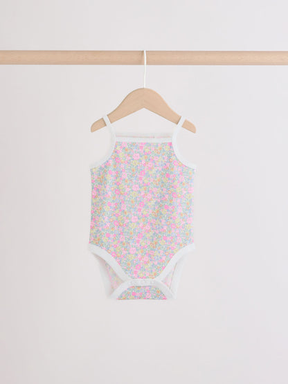 Pink/Blue Vest Baby Bodysuits 5 Pack image 3