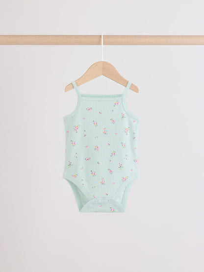Pink/Blue Vest Baby Bodysuits 5 Pack image 7