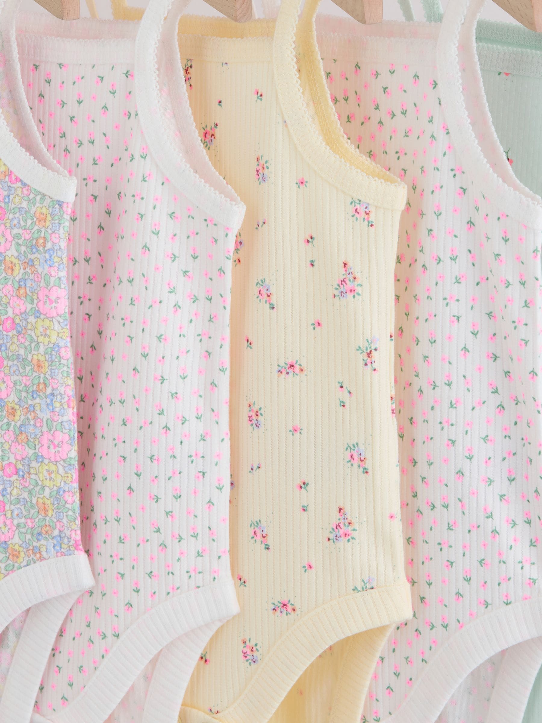 Pink/Blue Vest Baby Bodysuits 5 Pack image 8