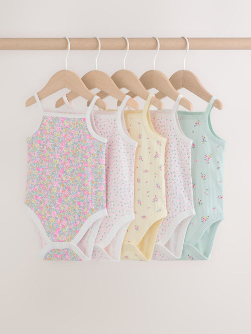Pink/Blue Vest Baby Bodysuits 5 Pack image 1