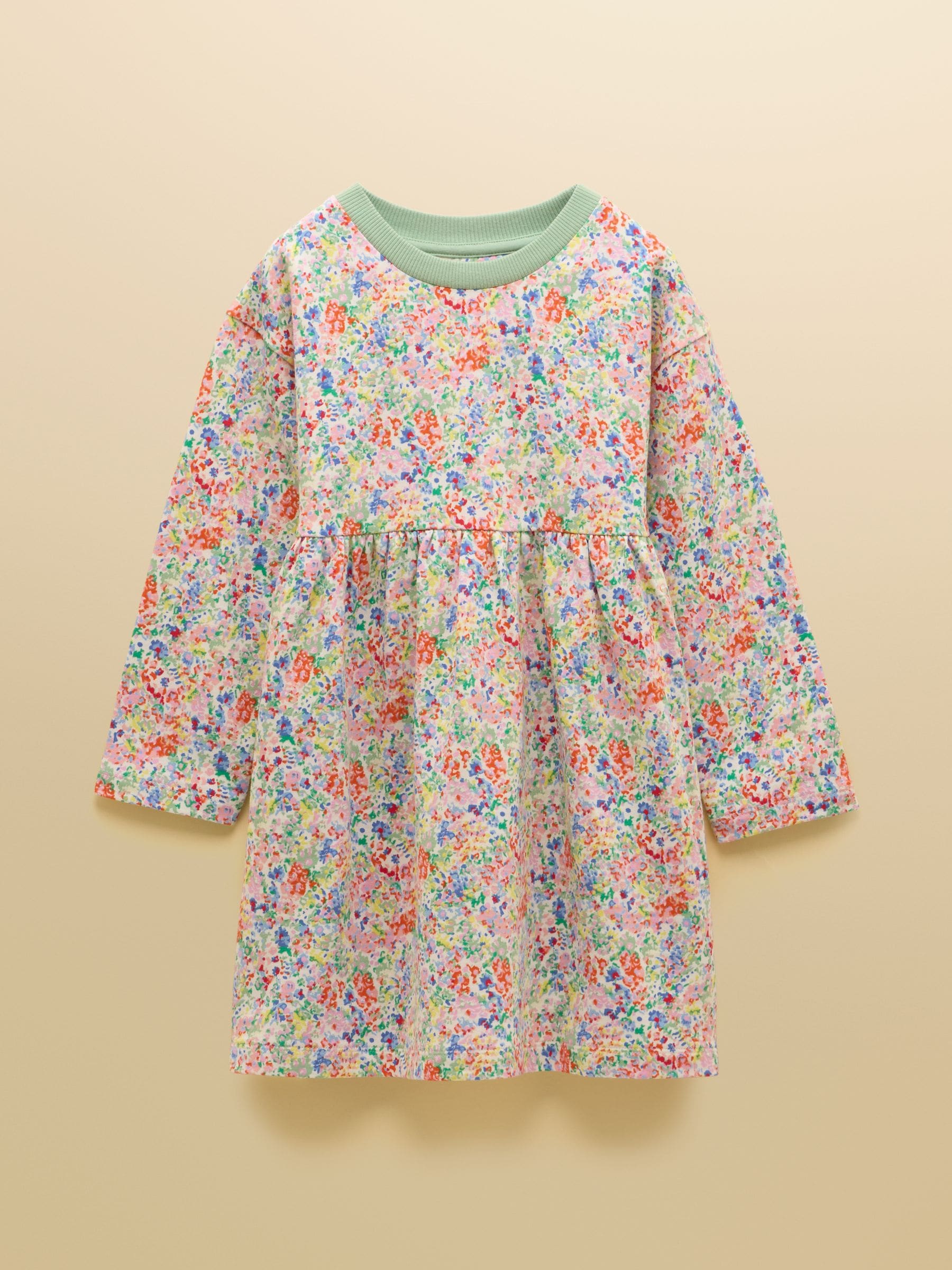 Joules Girls' Emma Cream Ditsy Long Sleeve Sweater Dress image 1