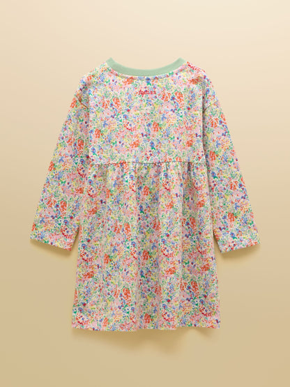 Joules Girls' Emma Cream Ditsy Long Sleeve Sweater Dress image 2