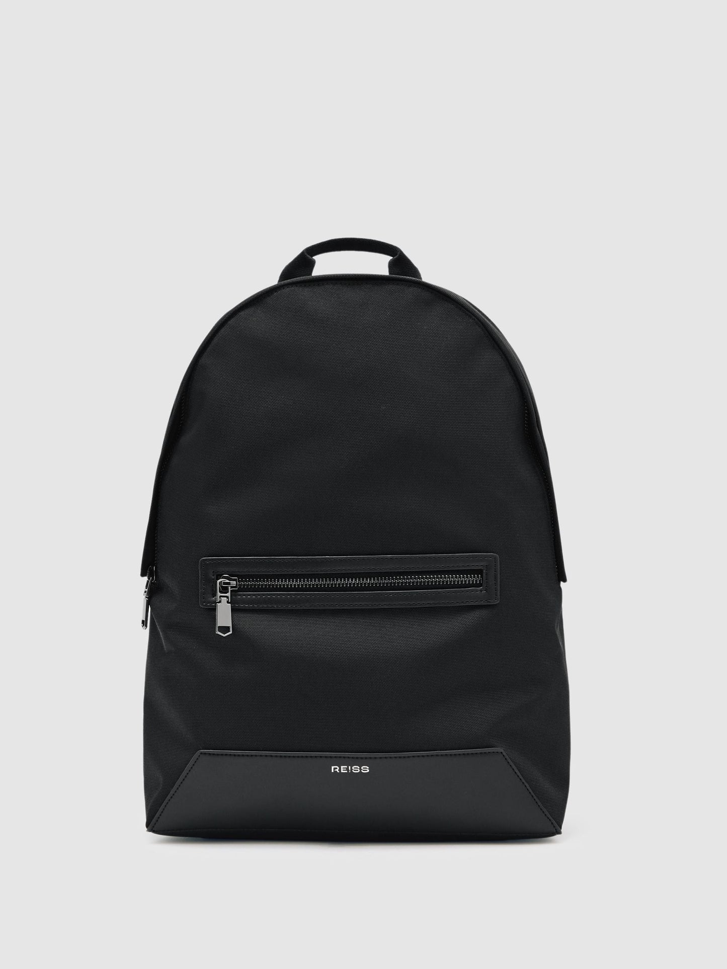 Reiss Black Allen Woven Zipped Backpack image 1