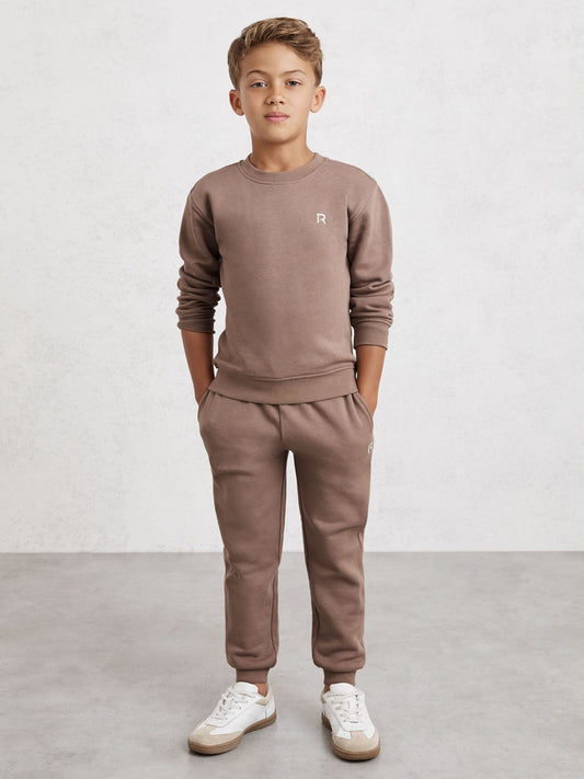Reiss Taupe Avery 9-13 yrs Logo Sweatshirt and Joggers Set Cotton-Blend image 1