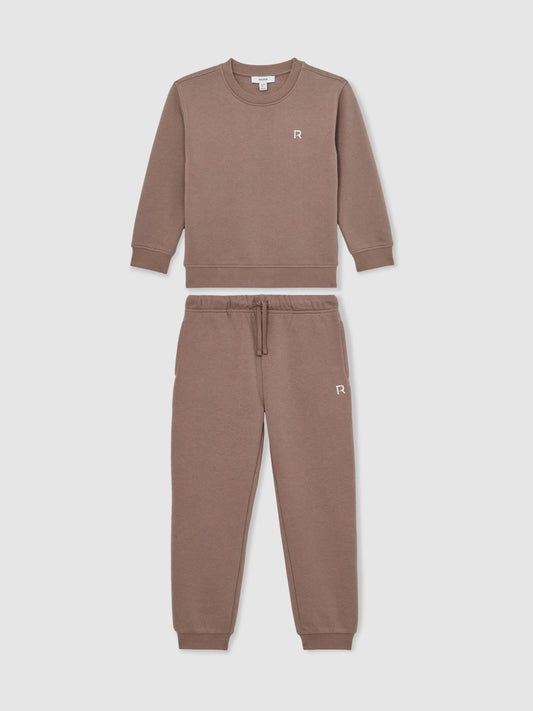 Reiss Taupe Avery 3-9 yrs Logo Sweatshirt and Joggers Set Cotton-Blend image 2