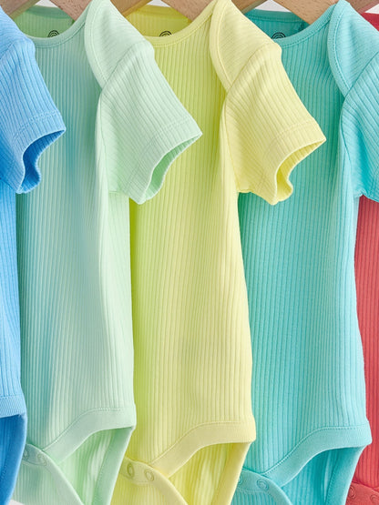 Multi Brights Short Sleeve Baby Bodysuits 5 Pack image 3