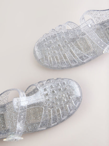 Silver Glitter Jelly Sandals image 4