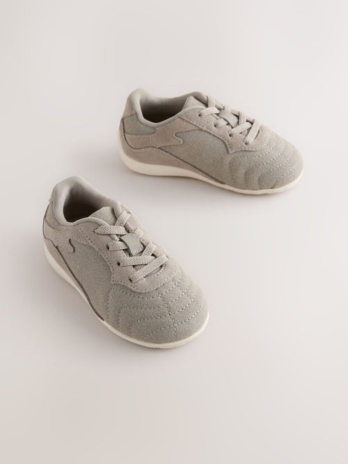 Neutral Suede Elastic Lace Trainers image 1