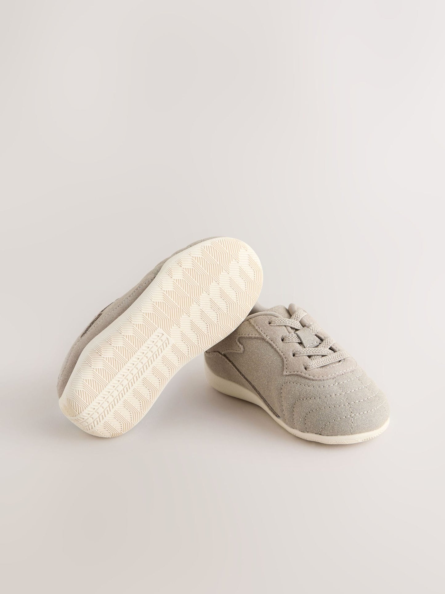 Neutral Suede Elastic Lace Trainers image 4
