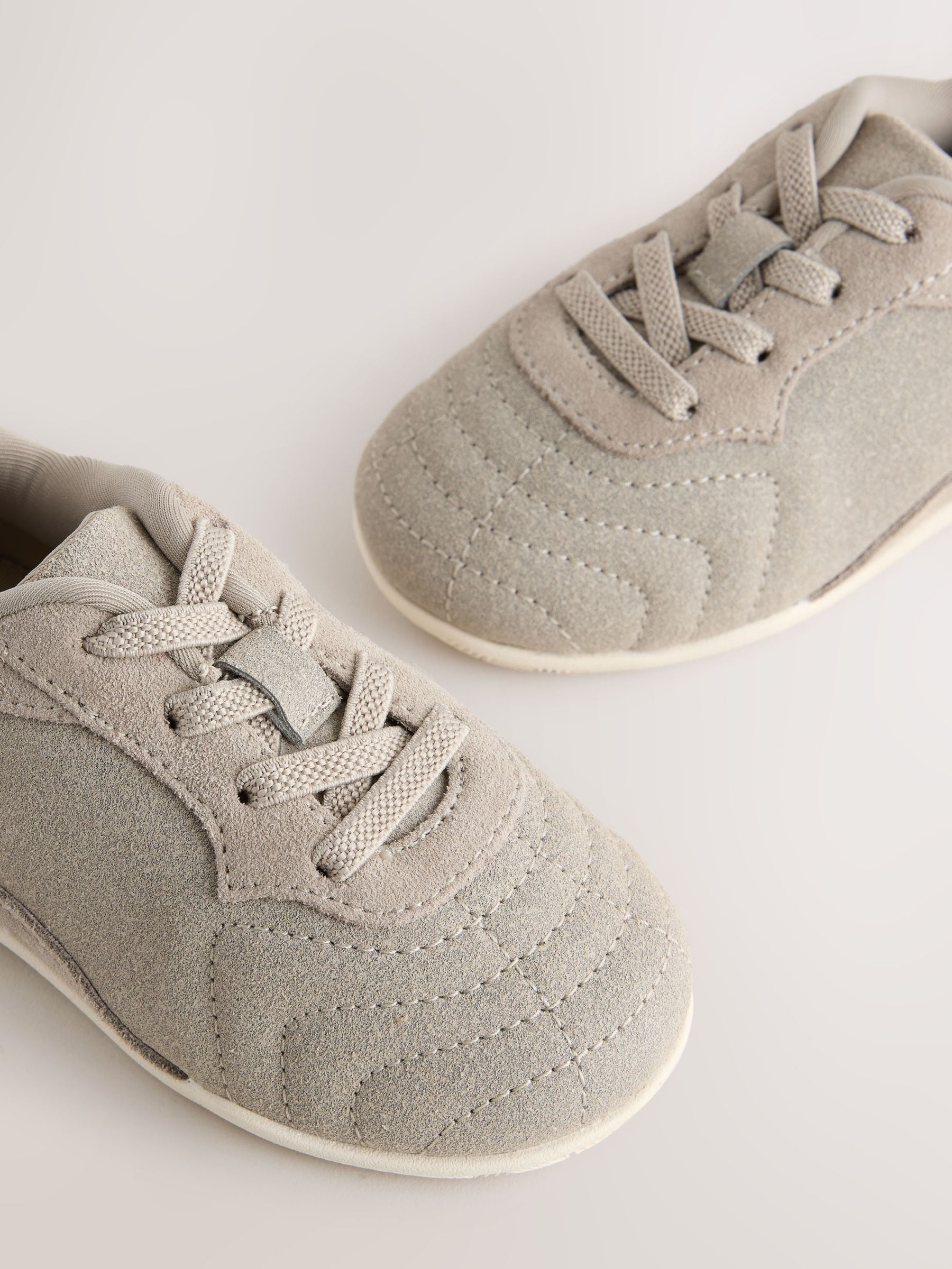 Neutral Suede Elastic Lace Trainers image 4