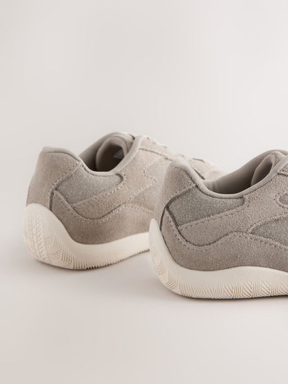 Neutral Suede Elastic Lace Trainers image 5