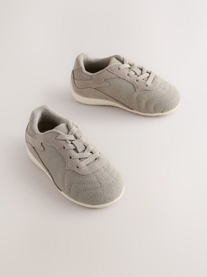 Neutral Suede Elastic Lace Trainers image 2