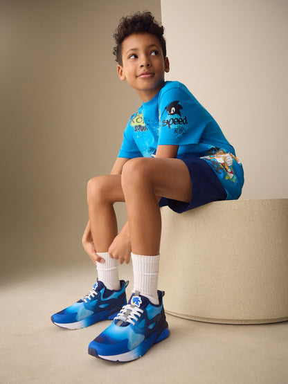 Blue/White Sonic Elastic Lace Trainers image 2