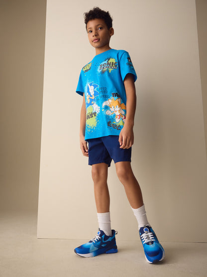 Blue/White Sonic Elastic Lace Trainers image 3