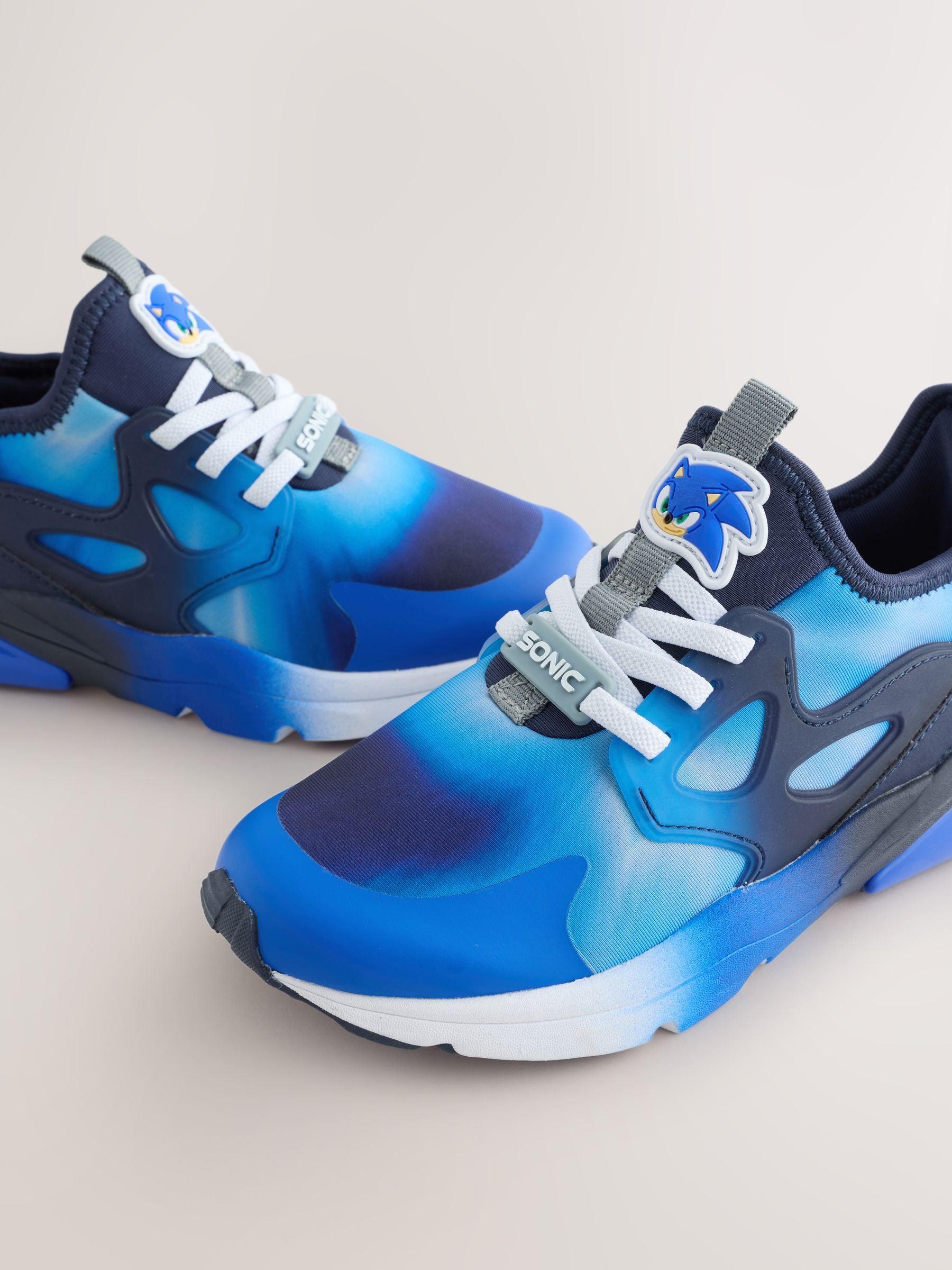 Blue/White Sonic Elastic Lace Trainers image 6