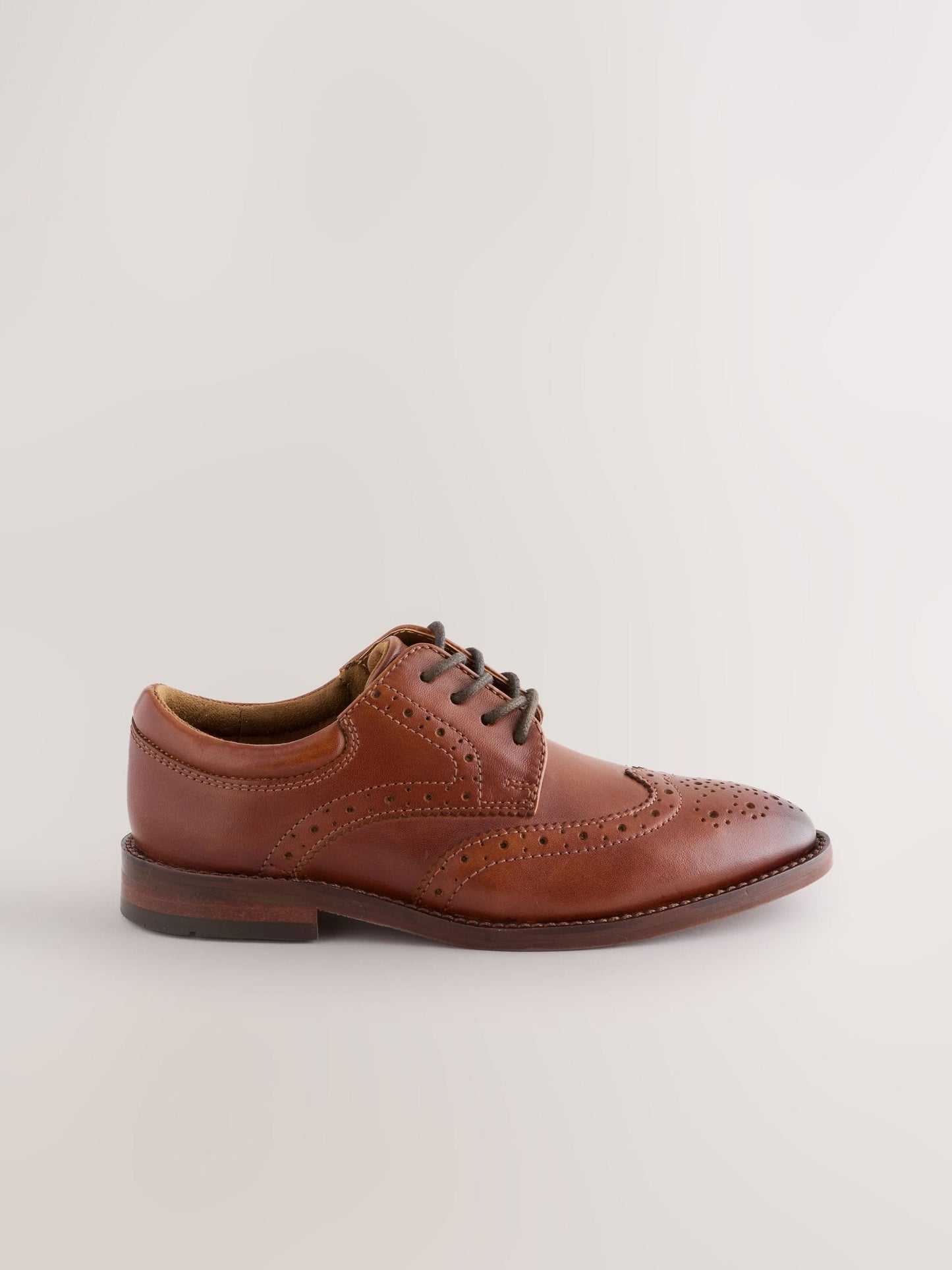 Tan Brown Premium Leather Lace Up Brogue Shoes image 2