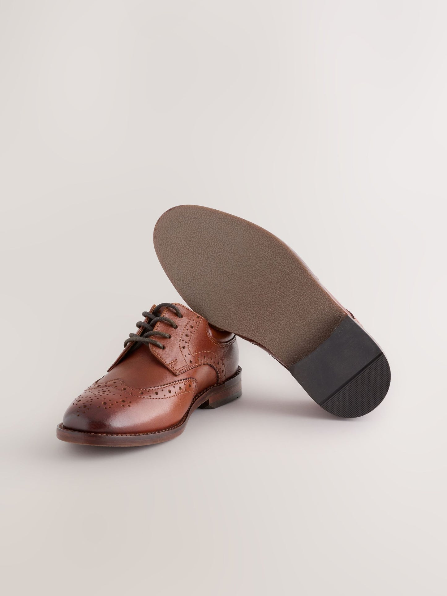 Tan Brown Premium Leather Lace Up Brogue Shoes image 3