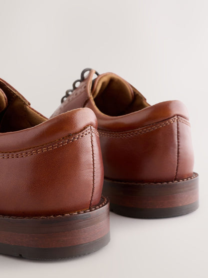 Tan Brown Premium Leather Lace Up Brogue Shoes image 4