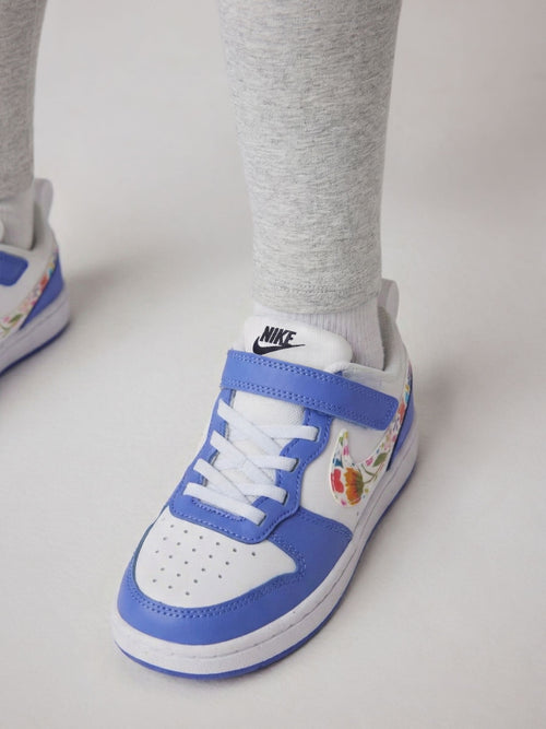 Nike Purple/White Floral Print Junior Court Borough Low Recraft Trainers image 1