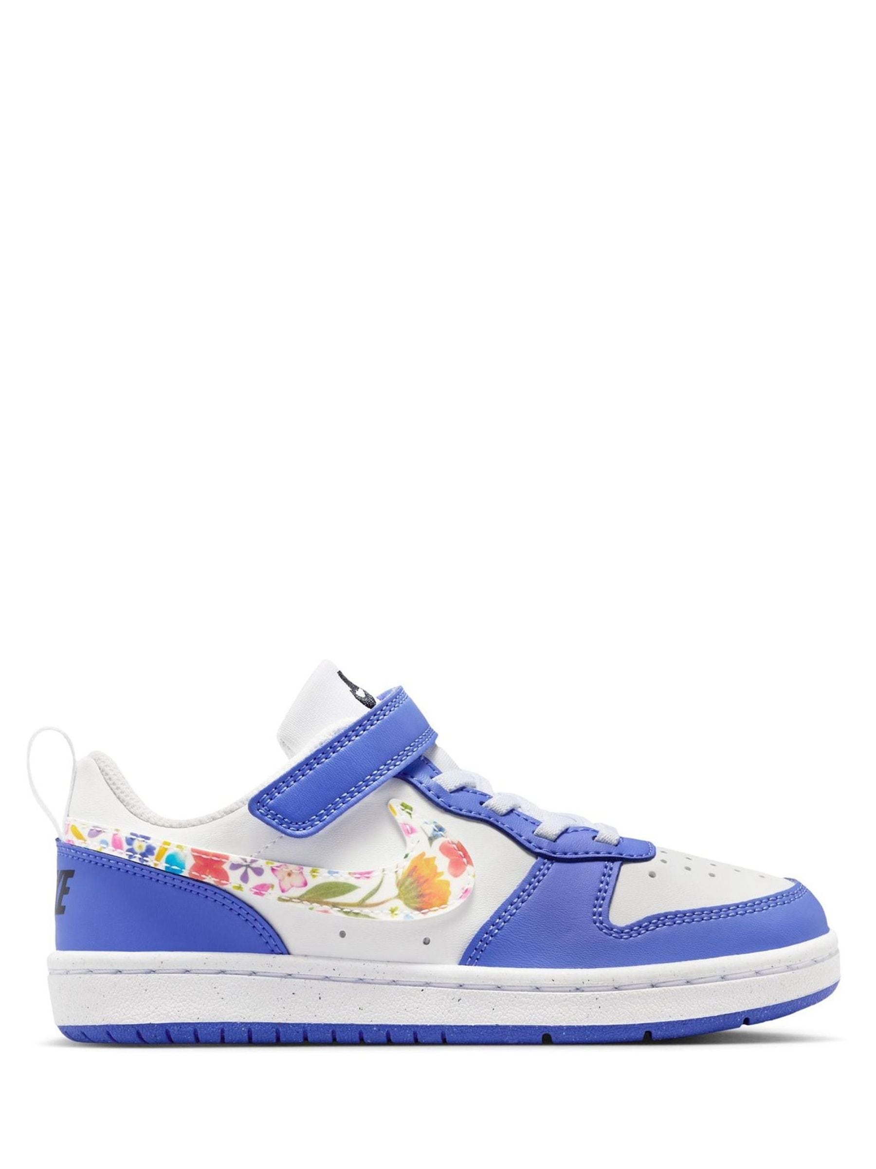 Nike Purple/White Floral Print Junior Court Borough Low Recraft Trainers image 2