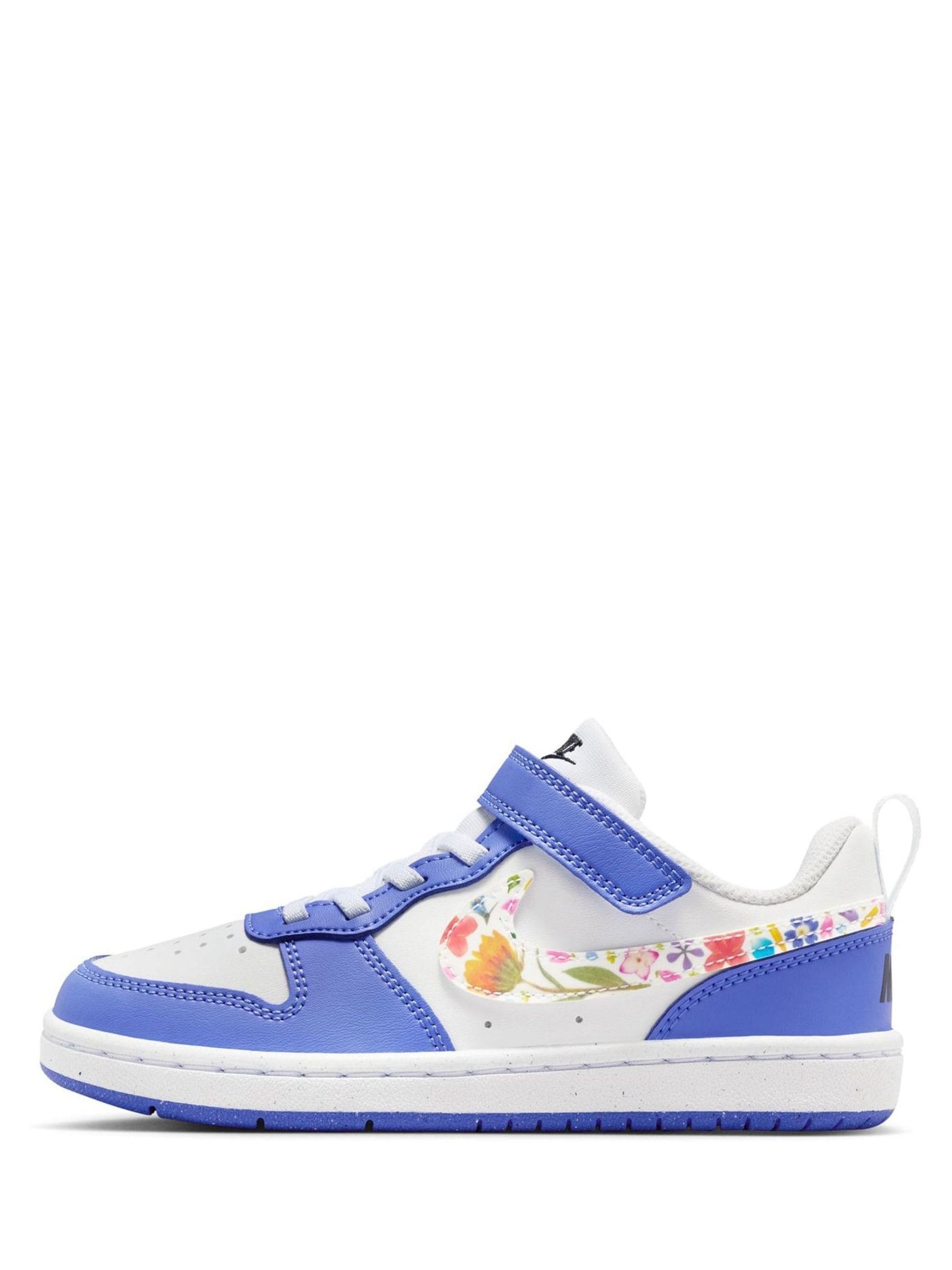 Nike Purple/White Floral Print Junior Court Borough Low Recraft Trainers image 3