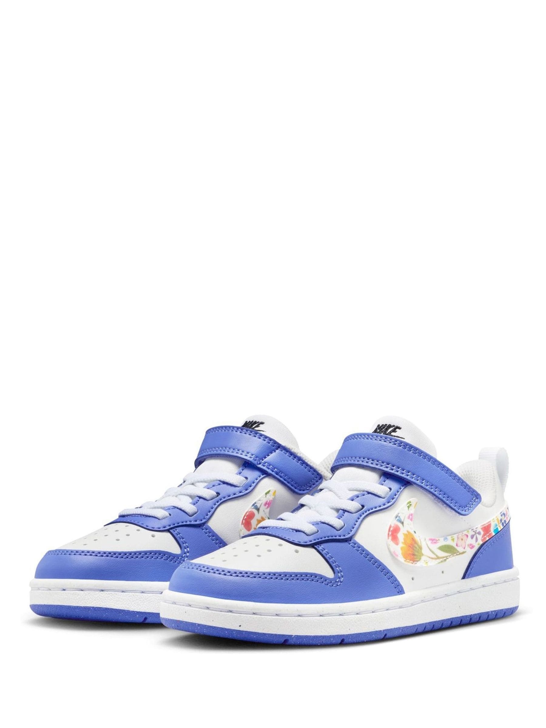 Nike Purple/White Floral Print Junior Court Borough Low Recraft Trainers image 4