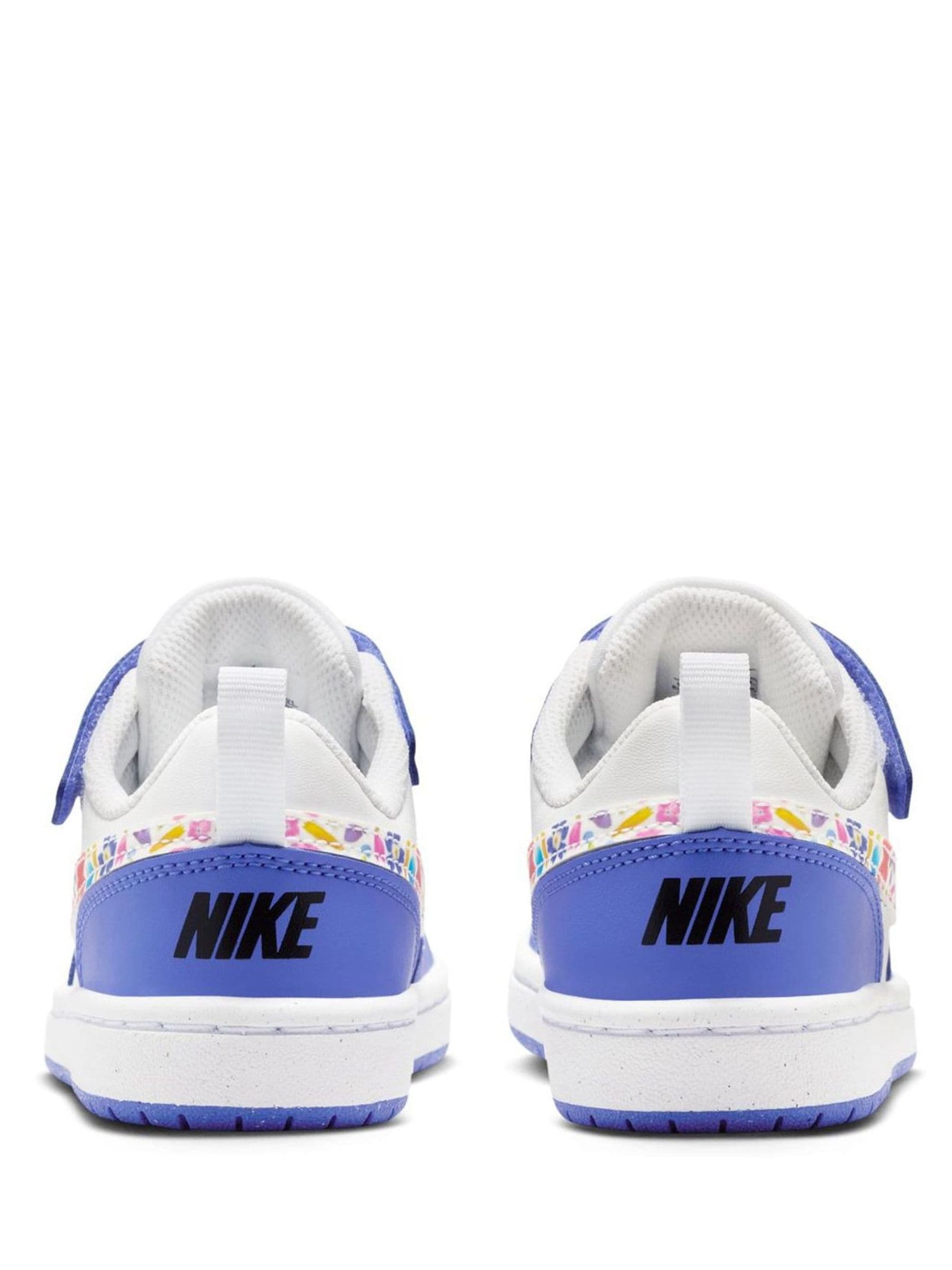 Nike Purple/White Floral Print Junior Court Borough Low Recraft Trainers image 6