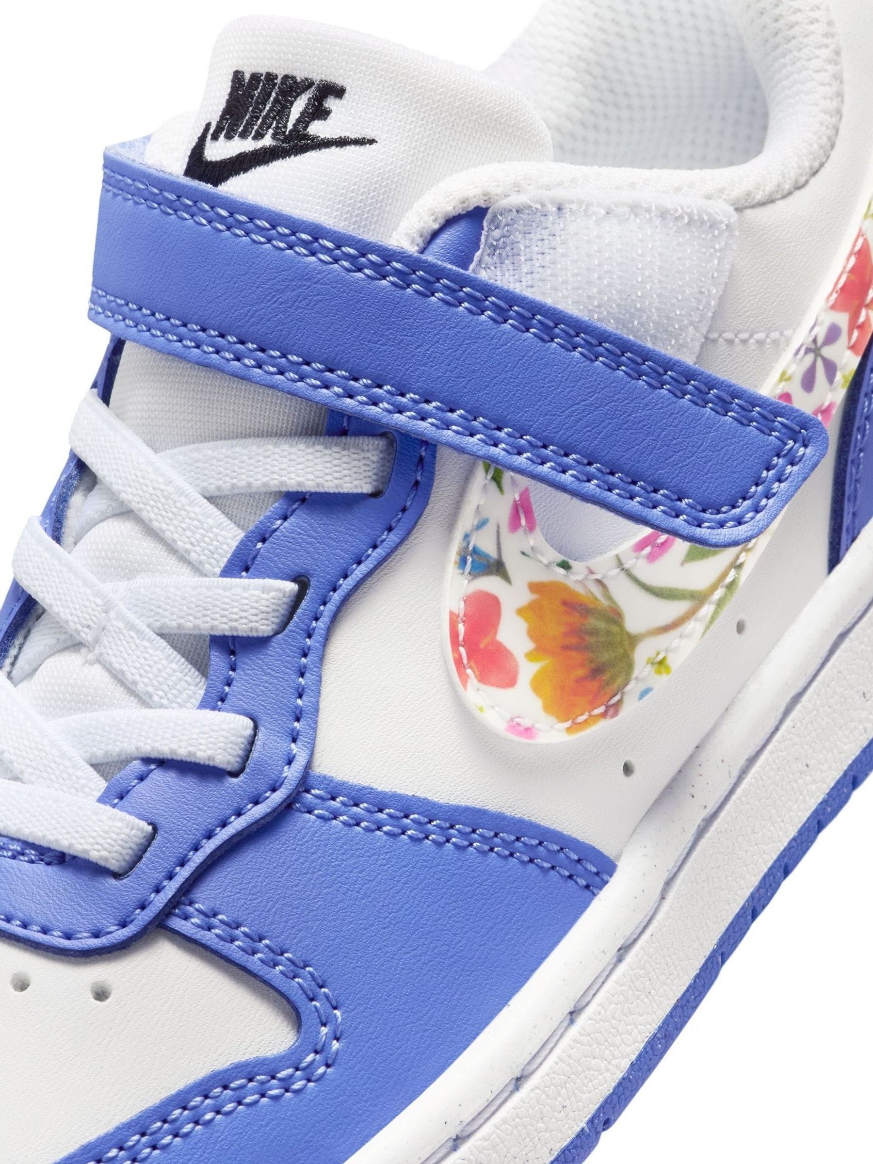 Nike Purple/White Floral Print Junior Court Borough Low Recraft Trainers image 8